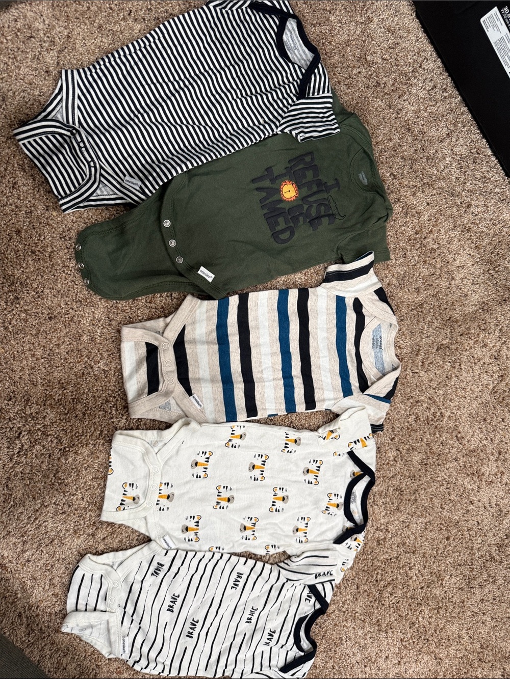 5-Pack Baby Boys' Green Stripe & Patterned Bodysuit Set